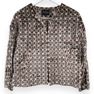 Rasa Jaipur Gray Purple Patterned Velvety Soft Lightweight Zip Up Jacket sz M